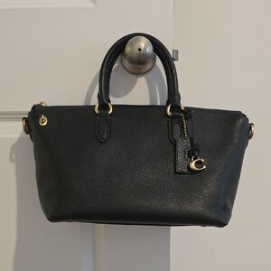 Coach Cara Satchel- Black Pebbled Leather